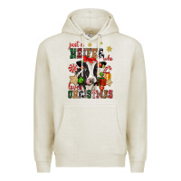 Oatmeal Heather just a heifer who loves christmas cow Premium Hoodie - CowGirlArtShop
