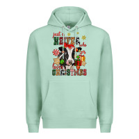Seafoam just a heifer who loves christmas cow Premium Hoodie - CowGirlArtShop
