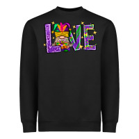 Black Mardi Gras Love With Gnome Heavyweight Sweatshirt - BundleAndBundleShop