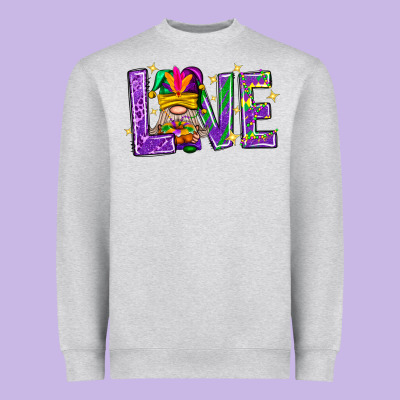 Mardi Gras Love With Gnome Heavyweight Sweatshirt Designed By Bundleandbundleshop