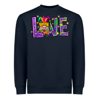 Navy Mardi Gras Love With Gnome Heavyweight Sweatshirt - BundleAndBundleShop