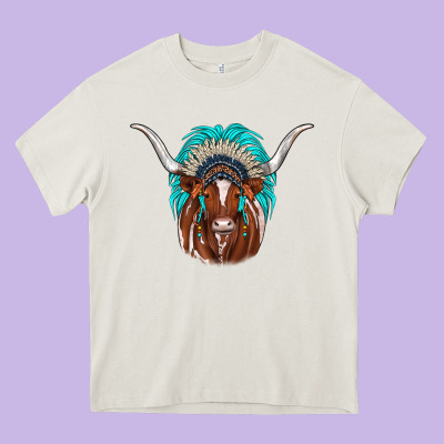 Texas Longhorn Indian Headdress Heavy Core Tee Designed By Jahusdesignshop