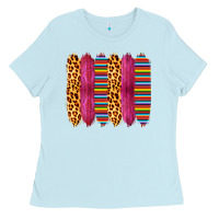 Baby Blue Pink Leopard Serape Brush Strokes Ladies Tee - Bettercallsaul