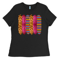 Black Pink Leopard Serape Brush Strokes Ladies Tee - Bettercallsaul