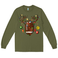 Army Green American Football Horn Christmas Long Sleeve Tee - BundleAndBundleShop