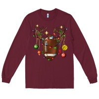 Burgundy American Football Horn Christmas Long Sleeve Tee - BundleAndBundleShop
