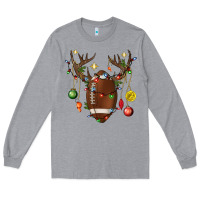 Heather Grey American Football Horn Christmas Long Sleeve Tee - BundleAndBundleShop