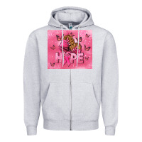 Heather Grey hope cancer nails Zipper Hoodie - NancyCooperArtShop