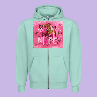 Hope Cancer Nails Zipper Hoodie Designed By Nancycooperartshop