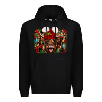 Black highland cow christmas Premium Hoodie - JahusDesignShop