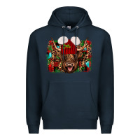 Navy highland cow christmas Premium Hoodie - JahusDesignShop