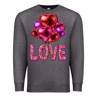 Charcoal Heather Love heart balloons Valentine's Day Premium Sweatshirt - HowdyJamesFarm