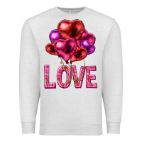 Oatmeal Heather Love heart balloons Valentine's Day Premium Sweatshirt - HowdyJamesFarm