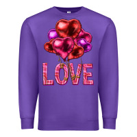 Purple Love heart balloons Valentine's Day Premium Sweatshirt - HowdyJamesFarm