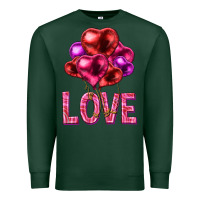 Sports Green Love heart balloons Valentine's Day Premium Sweatshirt - HowdyJamesFarm
