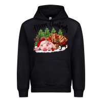 Black merry christmas pig Urban Hoodie - FaDigitalArtStudio
