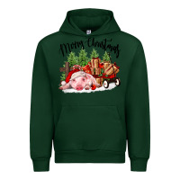 Forest Green merry christmas pig Urban Hoodie - FaDigitalArtStudio