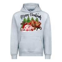 Heather Grey merry christmas pig Urban Hoodie - FaDigitalArtStudio