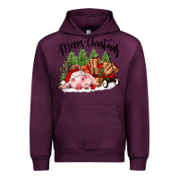 Mauve Wine merry christmas pig Urban Hoodie - FaDigitalArtStudio