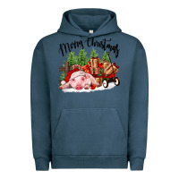 Pigment Midnight Navy merry christmas pig Urban Hoodie - FaDigitalArtStudio