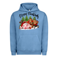 Pigment Pebble Blue merry christmas pig Urban Hoodie - FaDigitalArtStudio