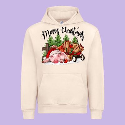Merry Christmas Pig Urban Hoodie Designed By Fadigitalartstudio