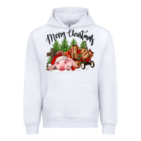 White merry christmas pig Urban Hoodie - FaDigitalArtStudio