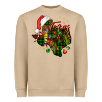 Mushroom Christmas Western Texas Map Heavyweight Sweatshirt - BundleAndBundleShop
