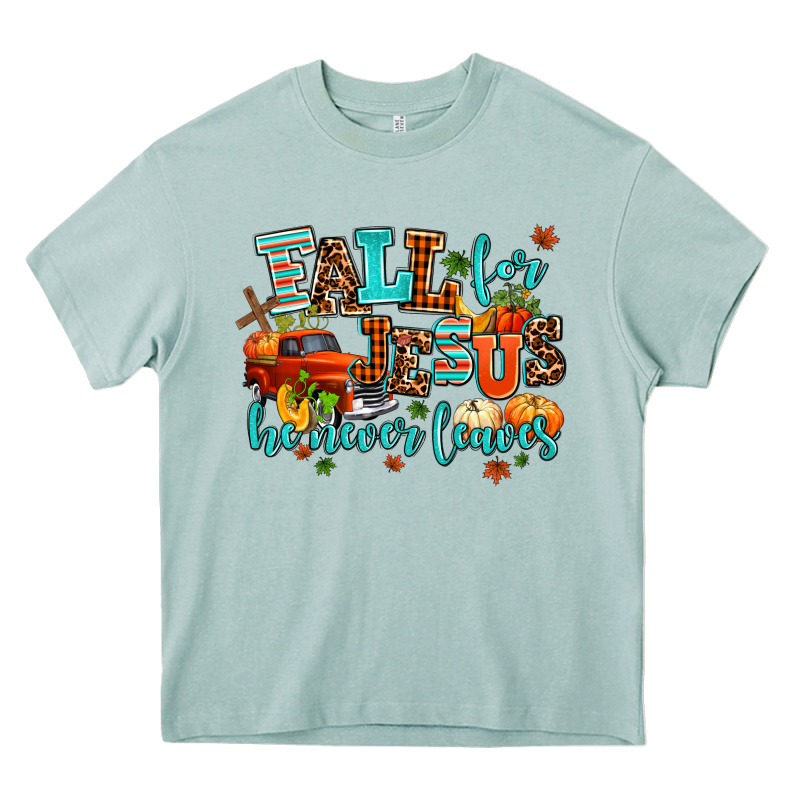 Fall For Jesus He Never Leaves Heavy Core Tee by AdoDesignShop | Teevron