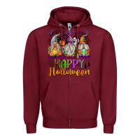 Burgundy Happy Halloween Gnomes Zipper Hoodie - texasbilliewilder