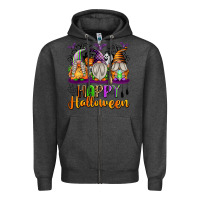 Charcoal Heather Happy Halloween Gnomes Zipper Hoodie - texasbilliewilder