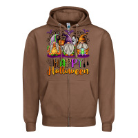 Chestnut Happy Halloween Gnomes Zipper Hoodie - texasbilliewilder