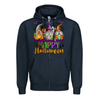 Navy Happy Halloween Gnomes Zipper Hoodie - texasbilliewilder