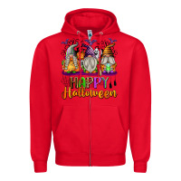 Red Happy Halloween Gnomes Zipper Hoodie - texasbilliewilder