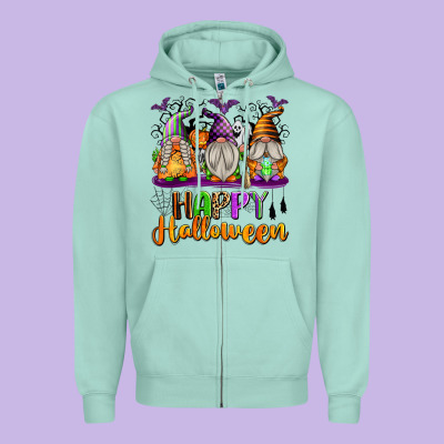 Happy Halloween Gnomes Zipper Hoodie Designed By Texasbilliewilder