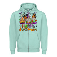 Seafoam Happy Halloween Gnomes Zipper Hoodie - texasbilliewilder