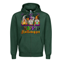 Sports Green Happy Halloween Gnomes Zipper Hoodie - texasbilliewilder