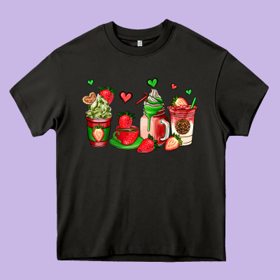 Strawberry Coffee Cups Heavy Core Tee Designed By Adodesignshop