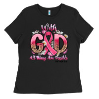 Black breast cancer with god all things are possible Ladies Tee - Artiststas