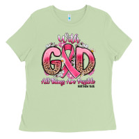 Matcha breast cancer with god all things are possible Ladies Tee - Artiststas