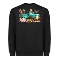 Black Farm Animals Truck Heavyweight Sweatshirt - BundleAndBundleShop