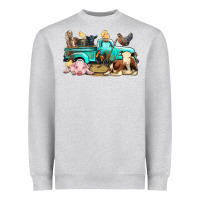 Heather Grey Farm Animals Truck Heavyweight Sweatshirt - BundleAndBundleShop