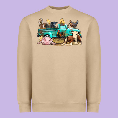 Farm Animals Truck Heavyweight Sweatshirt Designed By Bundleandbundleshop