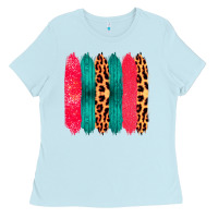 Baby Blue Colored Leopard and Wood Patterned Western Brush Strokes Ladies Tee - Bettercallsaul