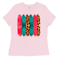 Bubblegum Pink Colored Leopard and Wood Patterned Western Brush Strokes Ladies Tee - Bettercallsaul