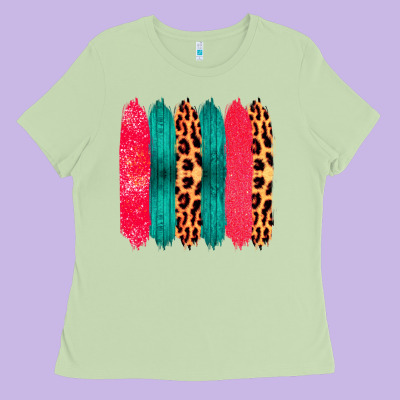 Colored Leopard And Wood Patterned Western Brush Strokes Ladies Tee Designed By Bettercallsaul