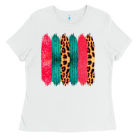 White Colored Leopard and Wood Patterned Western Brush Strokes Ladies Tee - Bettercallsaul