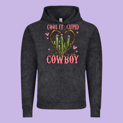 Cool It Cupid I Will Find My Own Cowboy Vintage Hoodie Designed By Maliassmallbusiness