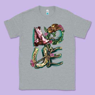 Love Boots Horseshoe Cowboy Classic Tee Designed By Nancycooperartshop