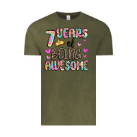 Vintage Olive 7 years of being awesome Vintage Tee - MaliasSmallBusiness